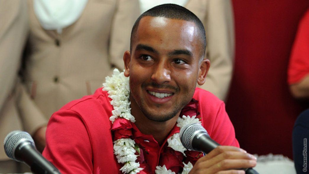 Theo Walcott at a press conference in Jakarta
