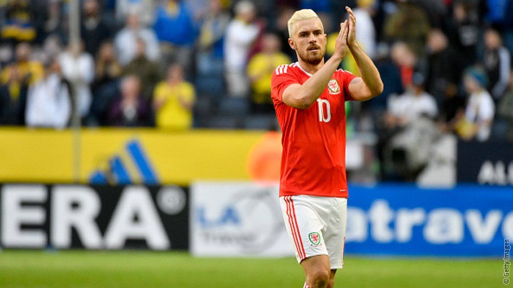Aaron Ramsey in action for Wales 