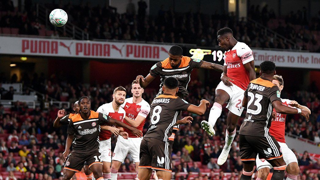 Danny Welbeck heads in the opening goal