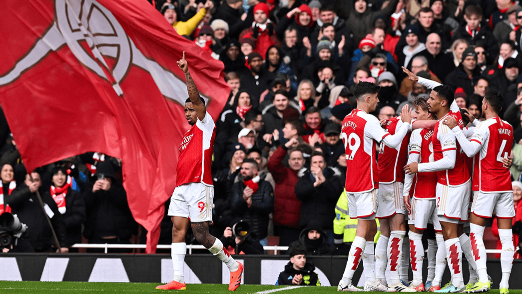 Arsenal celebrate scoring against Crystal Palace