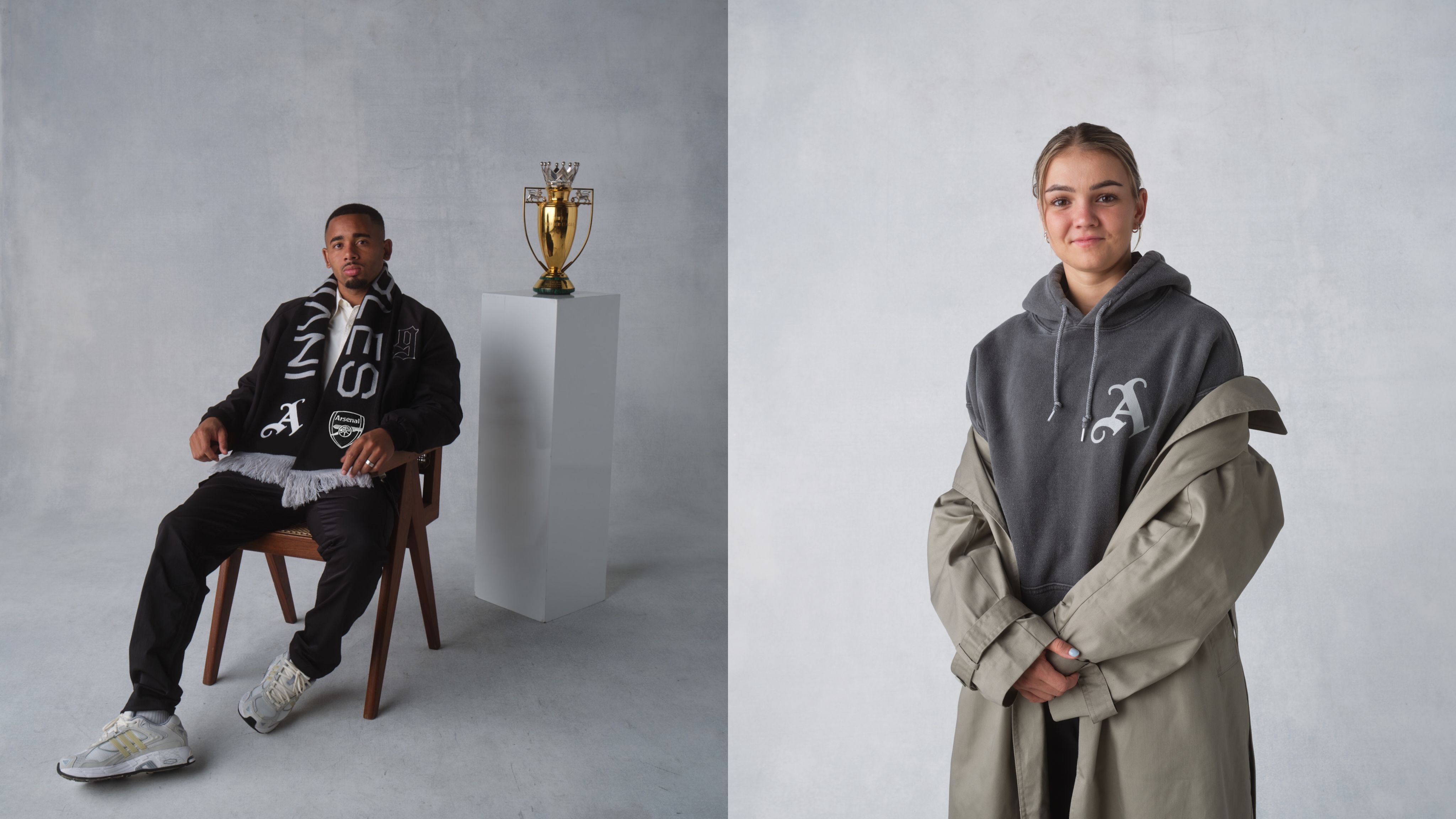 Images of Gabriel Jesus and Laura Wienroither modelling our new Invincibles Collection