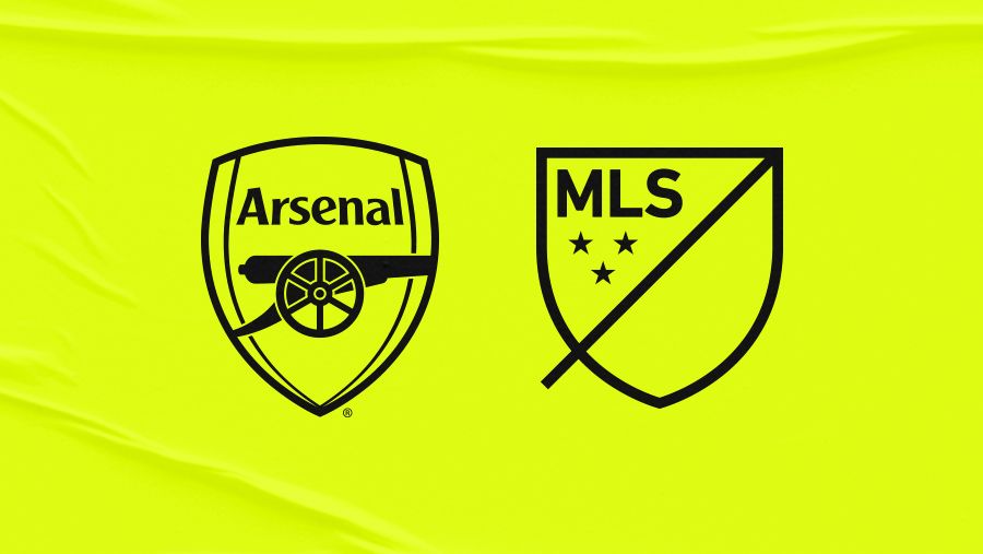 An image of the Arsenal and MLS All-Star crests