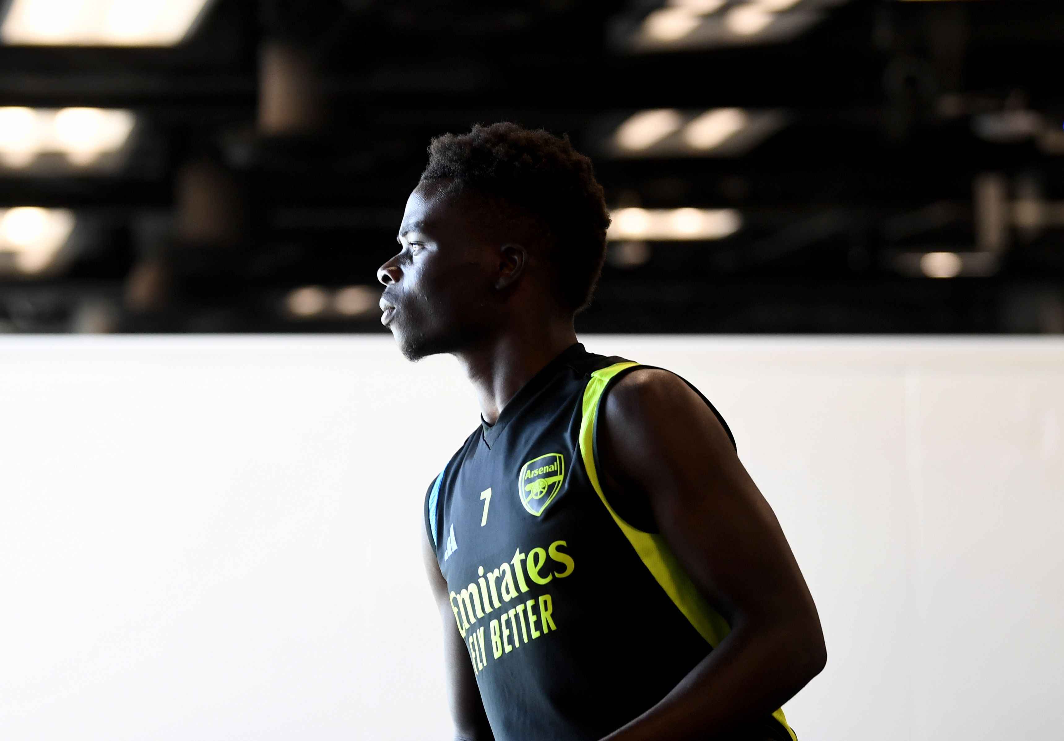 Profile shot of Bukayo Saka