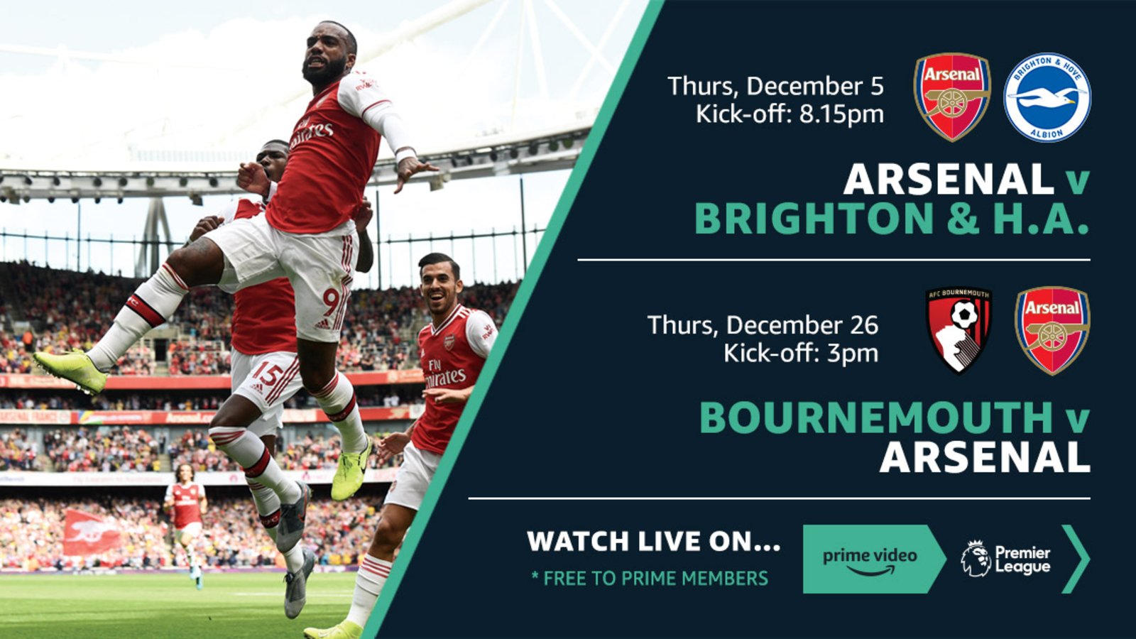 Arsenal games live on Amazon Prime Video Partner promotion News Arsenal