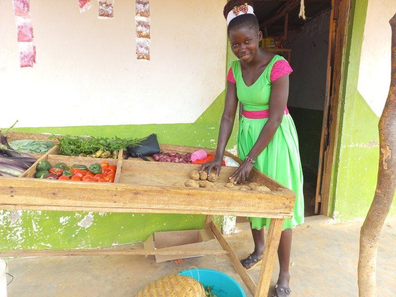Eunice’s wages on the site have allowed her to set up a vegetable stall