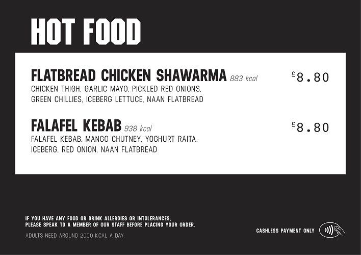 Hot food shawarma menu