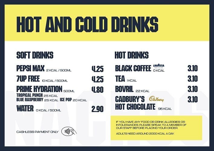 Hot and cold drinks menu