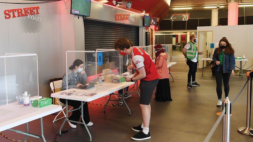 Emirates Stadium being used as a Covid vaccination centre on June 25, 2021