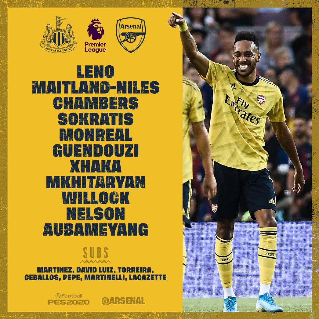 Arsenal team to face Newcastle
