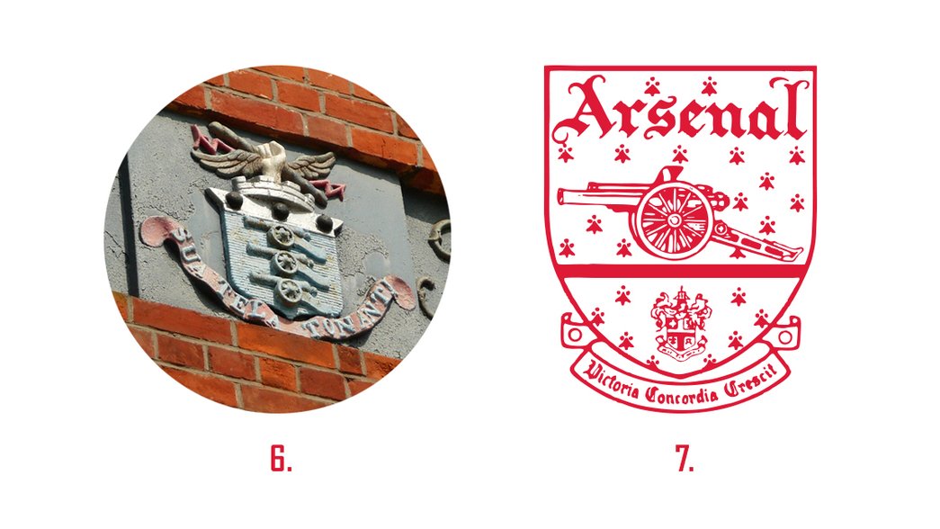 6) The Royal Arsenal Gatehouse in Woolwich. 7) The first VCC 'Victoria Concordia Crescit' crest, 1949