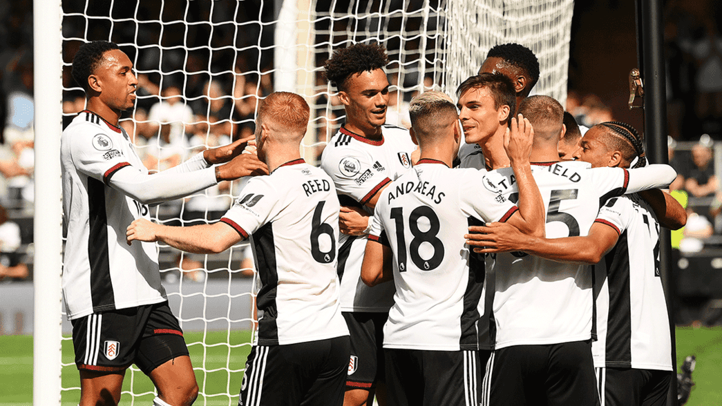 Fulham celebrate scoring against Brentford