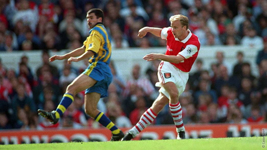 Bergkamp scores against Southampton in 1995