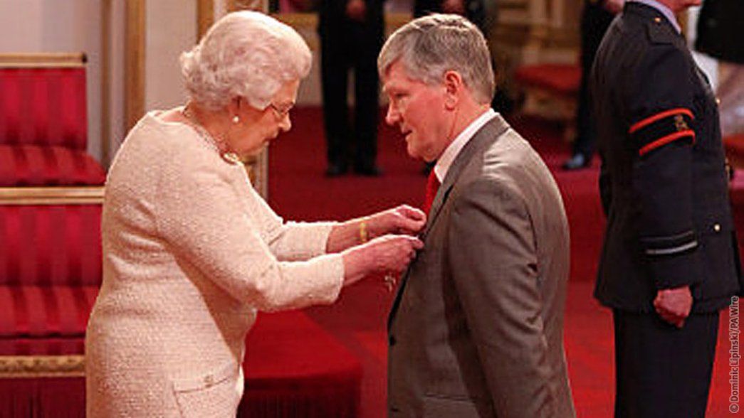 Pat Rice receives his MBE