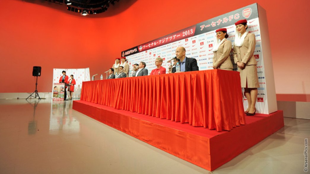 Arsene Wenger holds a press conference in Nagoya