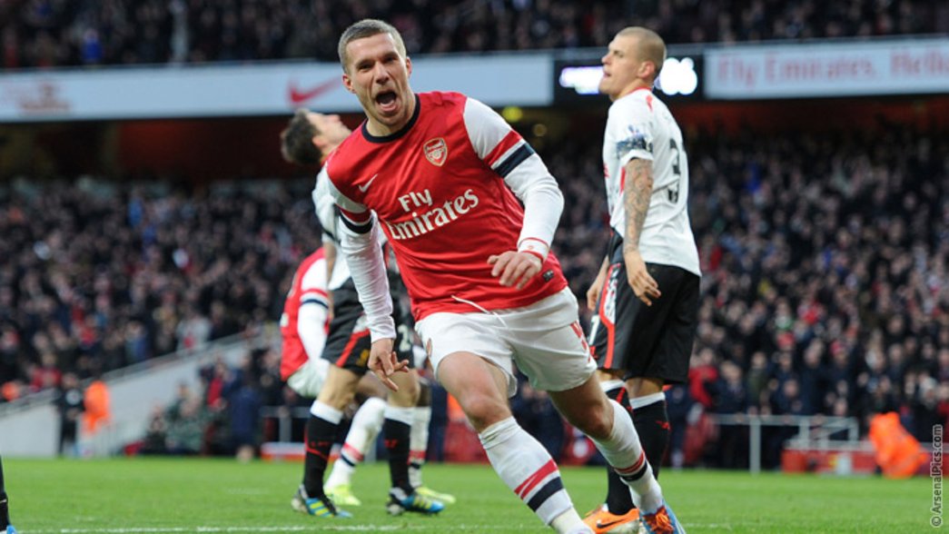 13/14: Arsenal 2-1 Liverpool - Lukas Podolski