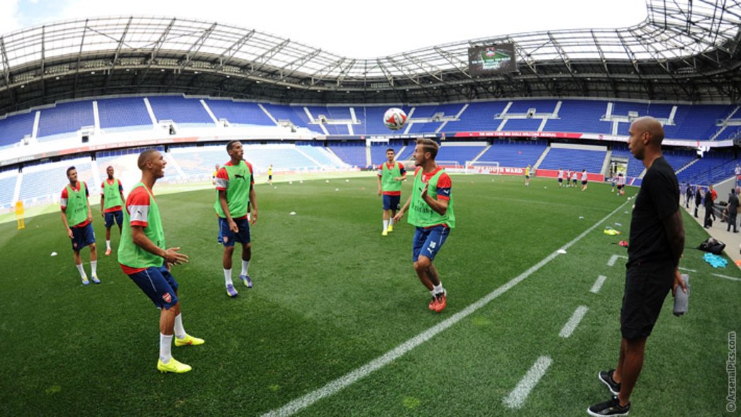 The squad train in New York as Thierry Henry looks on