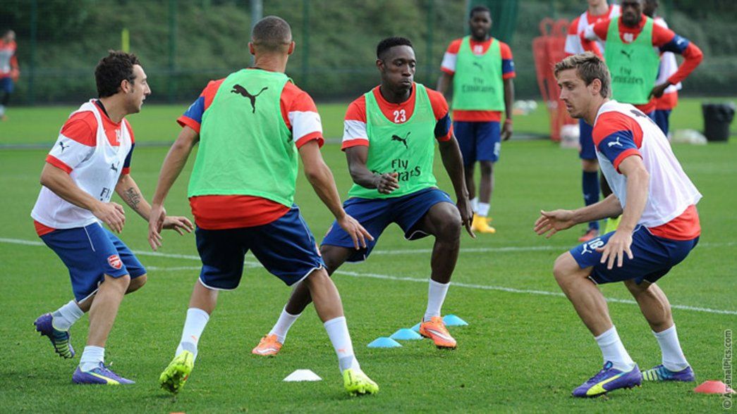 Arsenal train ahead of the Man City game