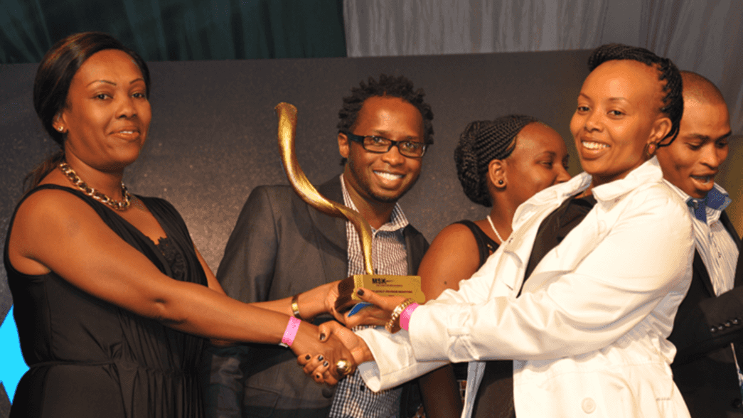 Imperial Bank’s Head of Marketing and Communications, Ms. Muthoni Wachira receives an award on behalf of Imperial Bank Marketing at the 2014 Marketing Society of Kenya (MSK) Awards