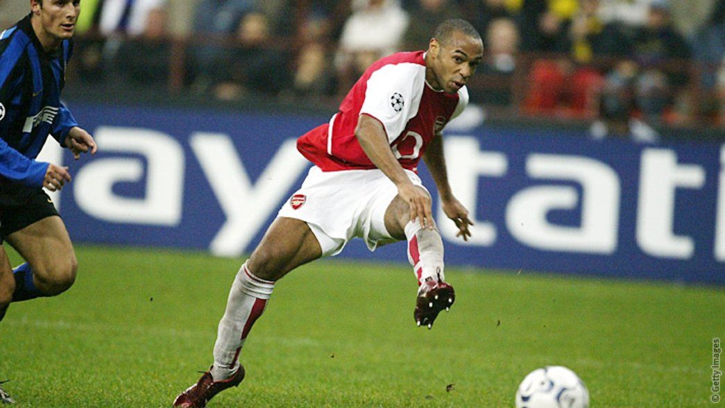 Thierry Henry scores against Inter Milan
