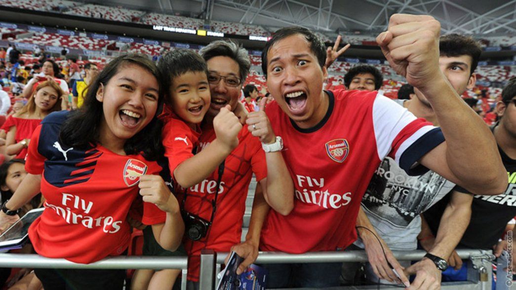 Fans at open training in Singapore