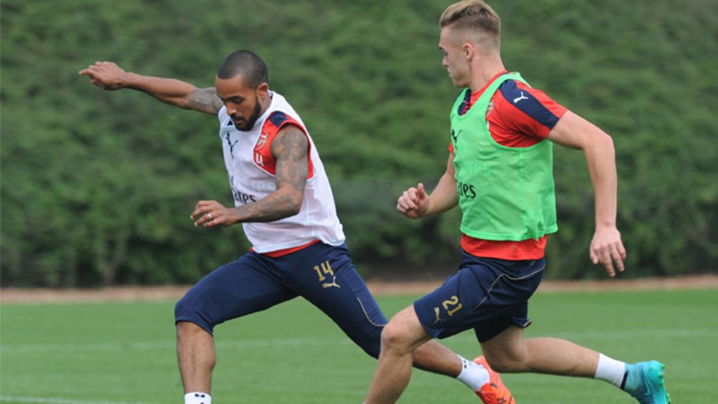 Theo Walcott in training for Arsenal