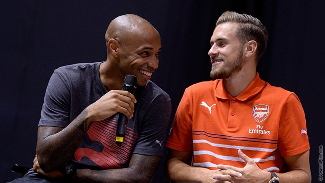 Aaron Ramsey and Thierry Henry in New York
