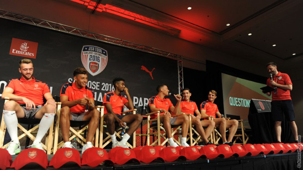 Arsenal players at the San Jose fan party