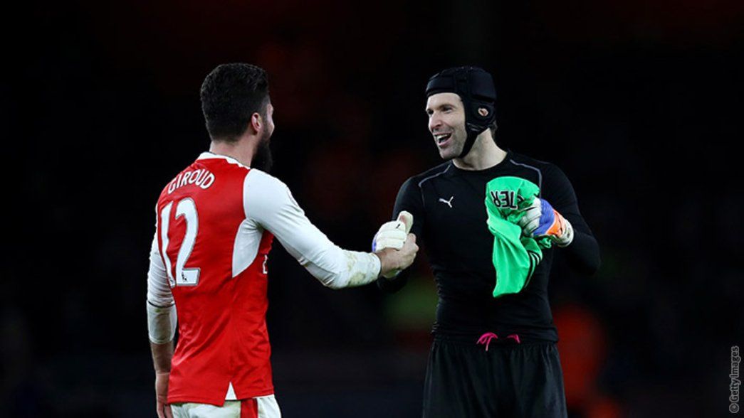 Olivier Giroud and Petr Cech