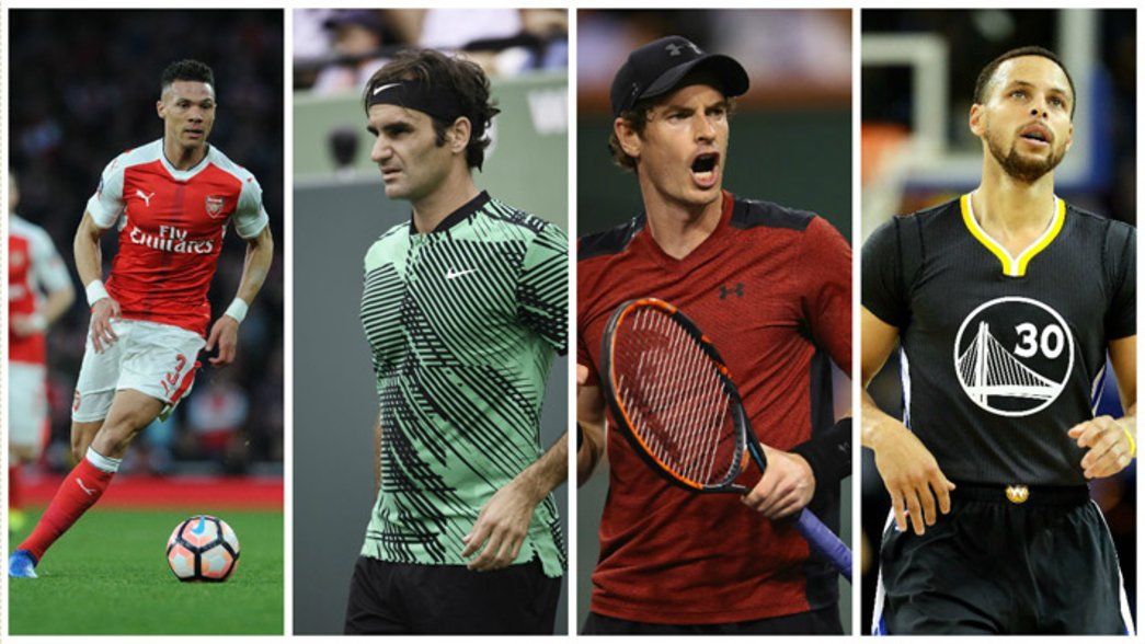 Kieran Gibbs, Roger Federer, Andy Murray, Steph Curry