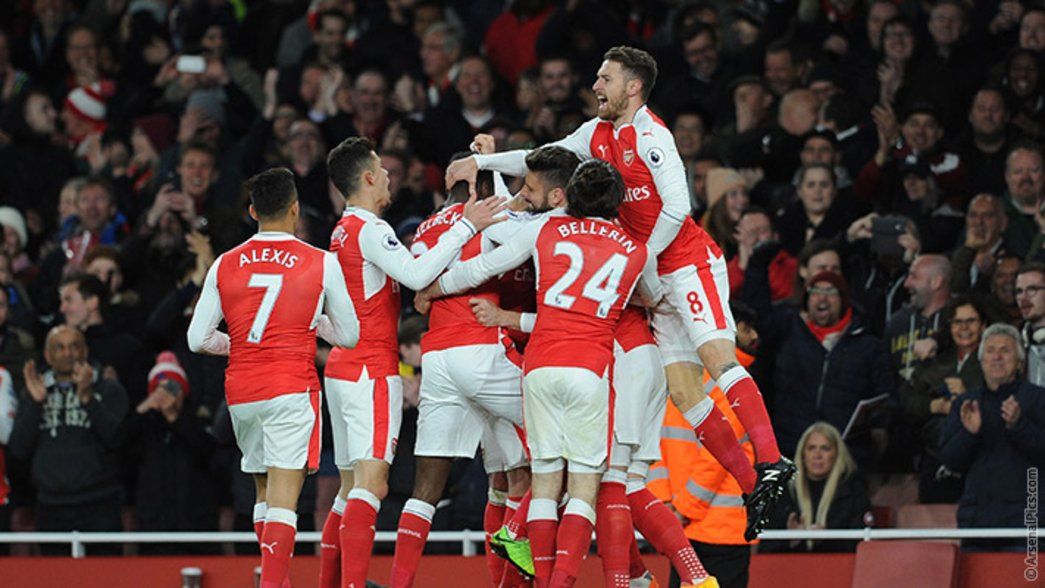 The team celebrate against Leicester