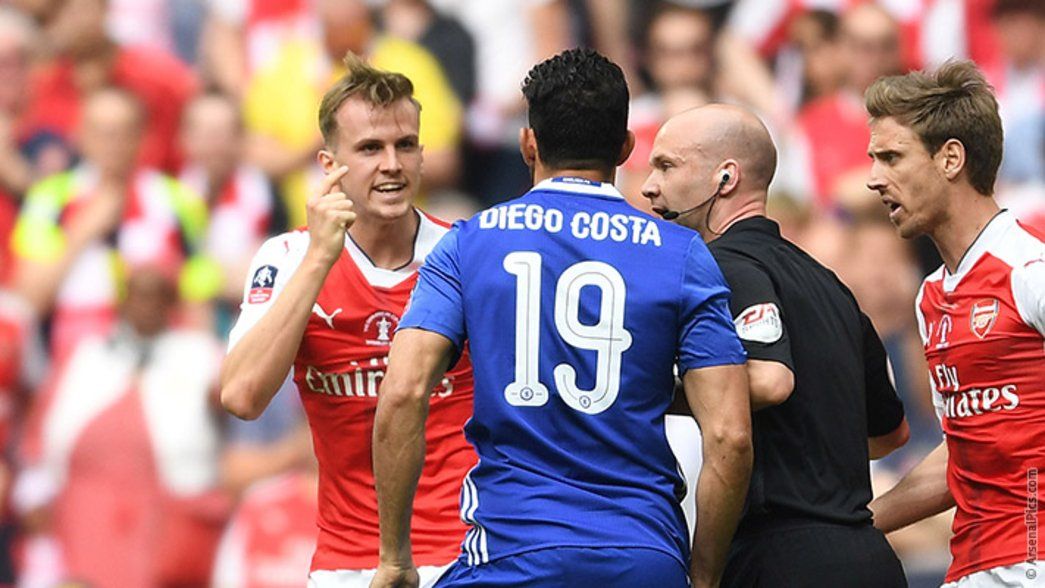 Rob Holding faces off with Diego Costa