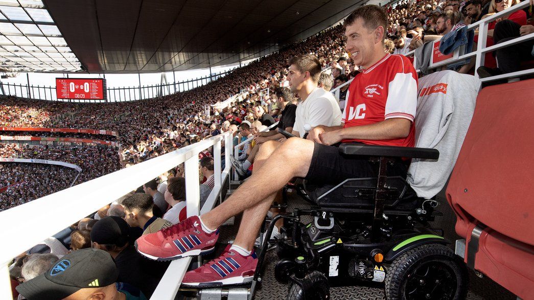 Wheelchair use in upper tier at Emirates Stadium viewing the game
