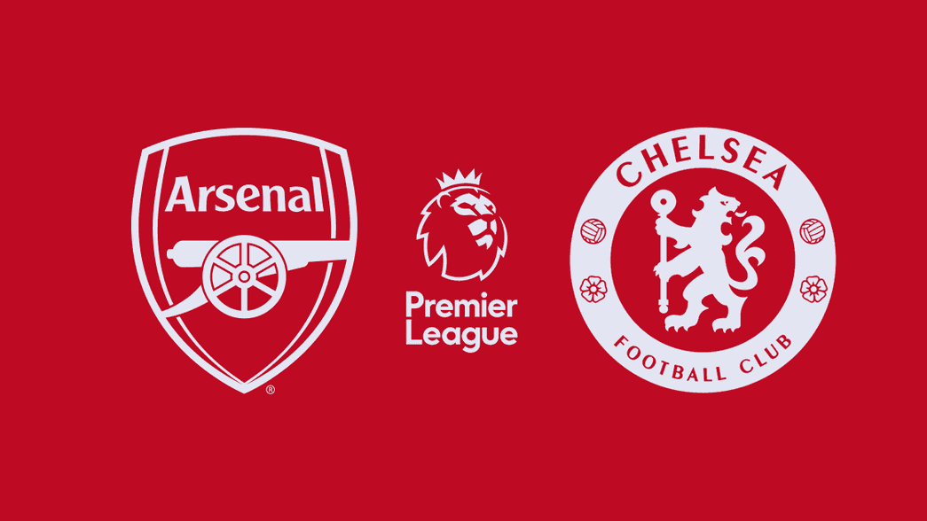 Arsenal v Chelsea ticketing graphic with club crests