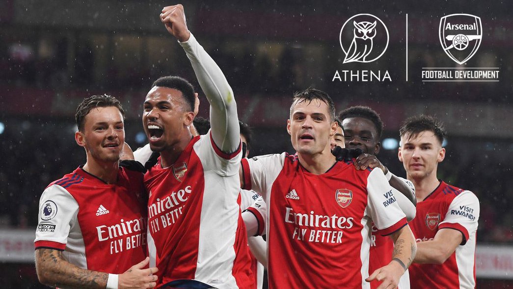 Arsenal Players with Athena sports logo