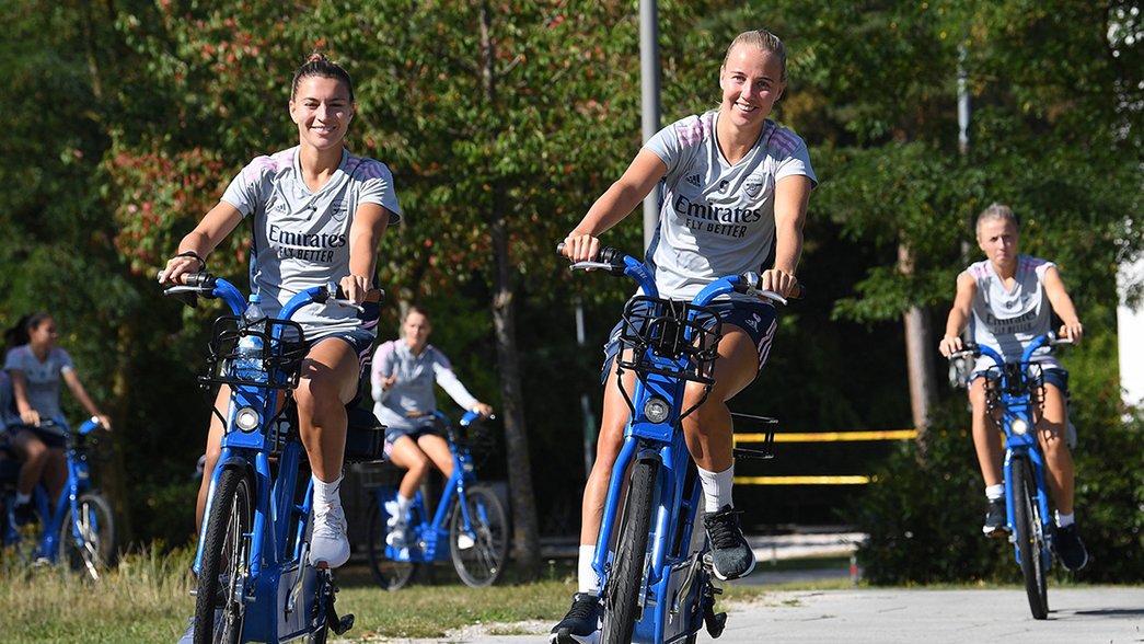 Beth Mead and Steph Catley on adidas bikes