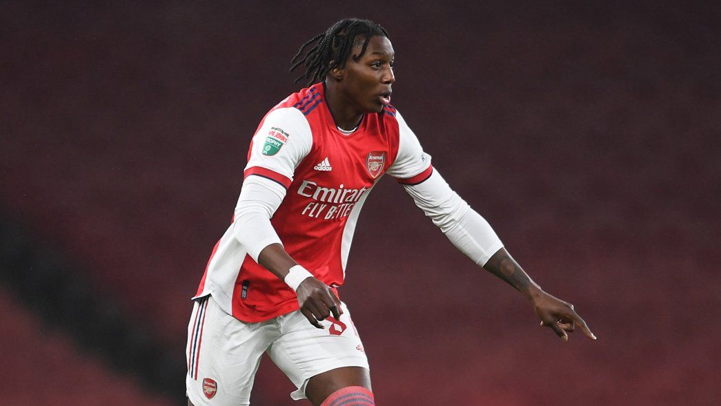Brooke Norton-Cuffy in action for Arsenal U-21s