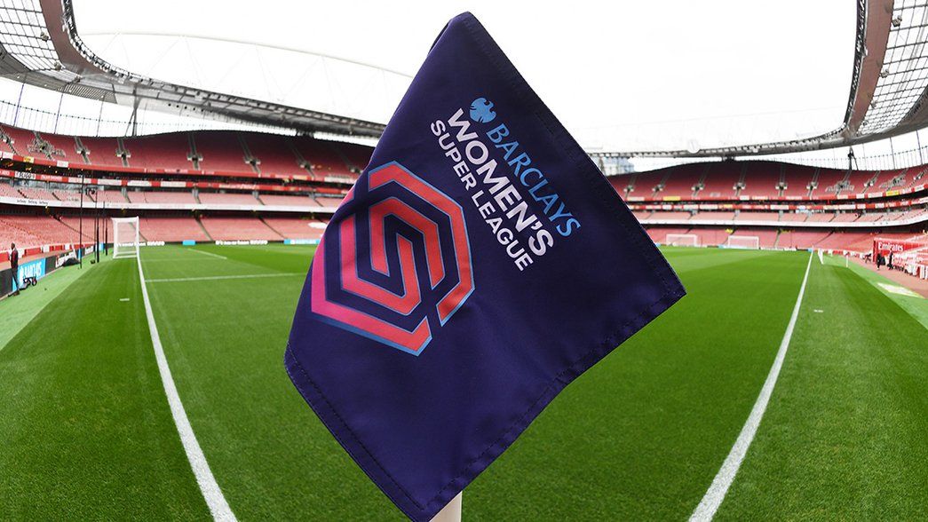 A corner flag with the Barclays Women's Super League logo on it