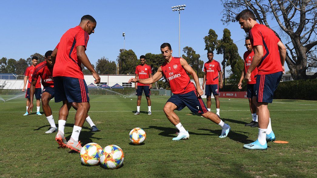 Arsenal train in LA on the evening of July 12