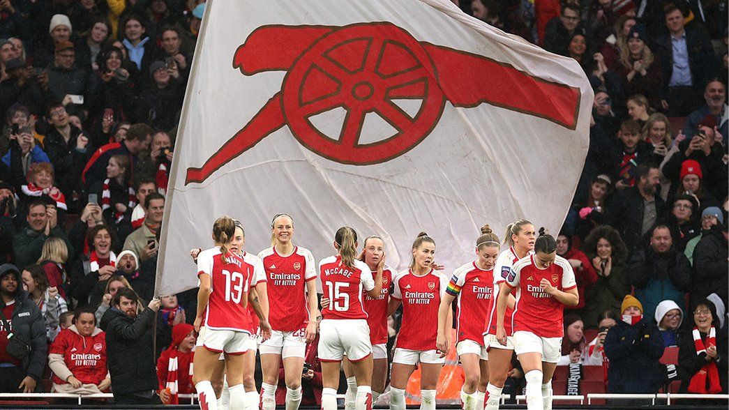 Arsenal Women celebrate a goal at Emirates Stadium