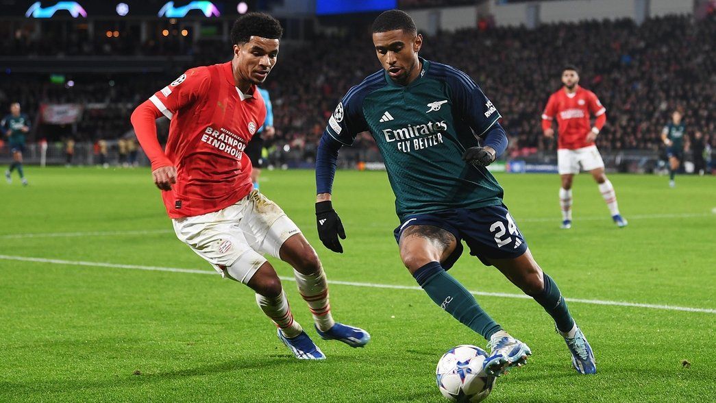 Reiss Nelson during our Champions League match with PSV