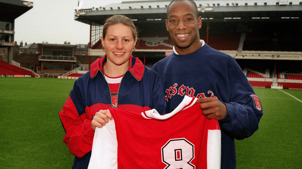 Ian Wright and Kelly Smith at Highbury in 1996