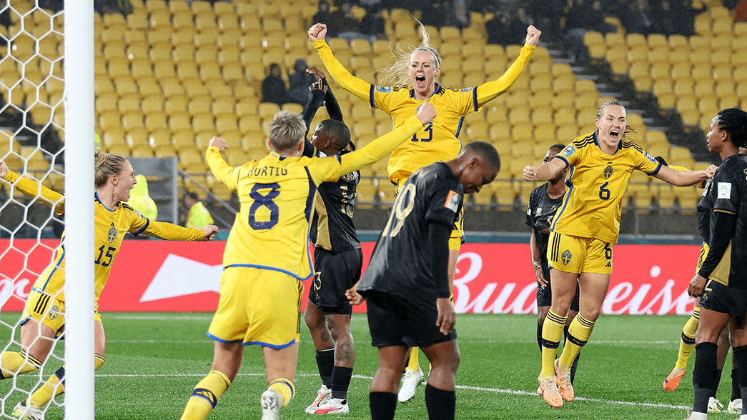Amanda Ilestedt celebrates her goal against South Africa