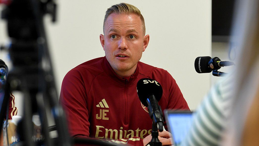 Jonas Eidevall in the pre-match press conference