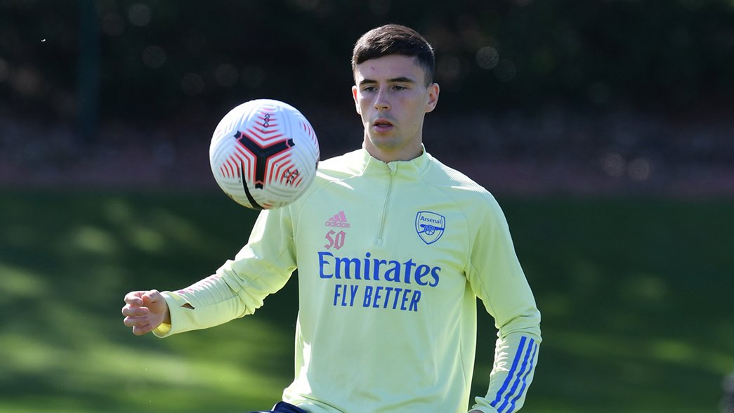 Jordan McEneff in Arsenal training