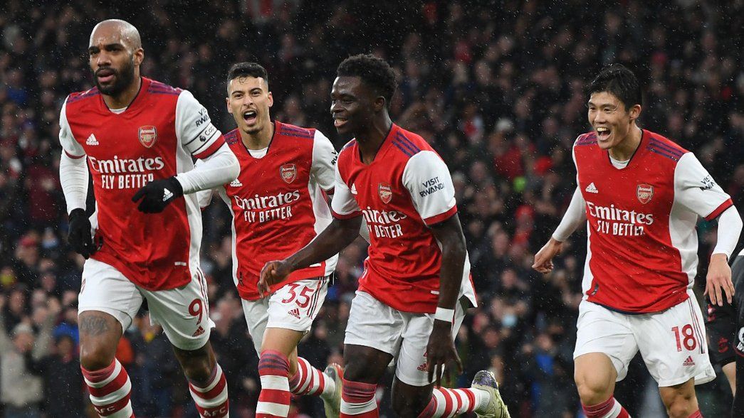 Arsenal celebrate after scoring against Southampton