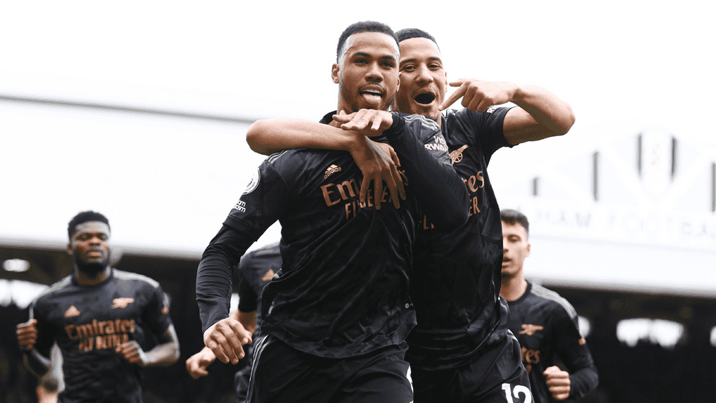 Gabriel and Saliba celebrate against Fulham