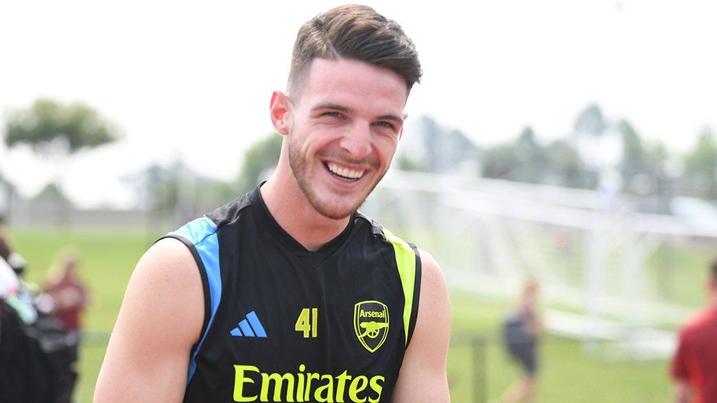 Declan Rice all smiles in training in USA
