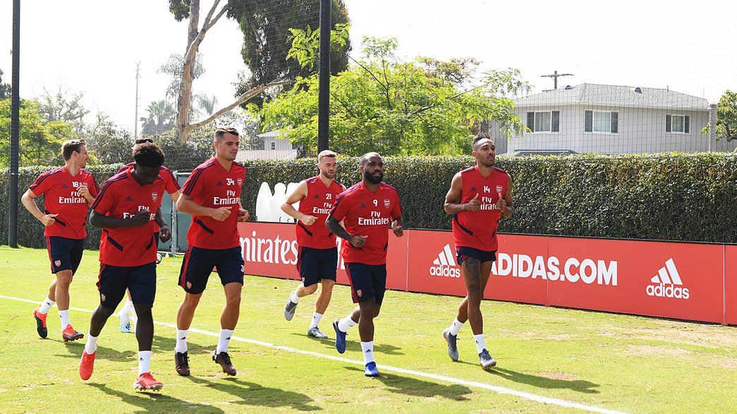 Arsenal train in LA on the morning of July 14