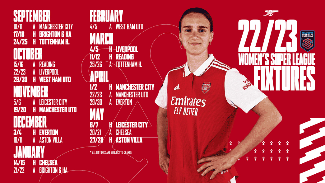 Arsenal Women's Fixtures 22/23