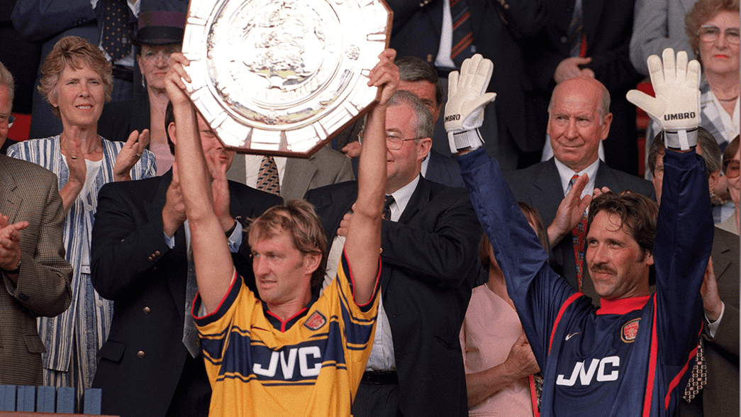 Tony Adams lifts the Charity Shield in 1998